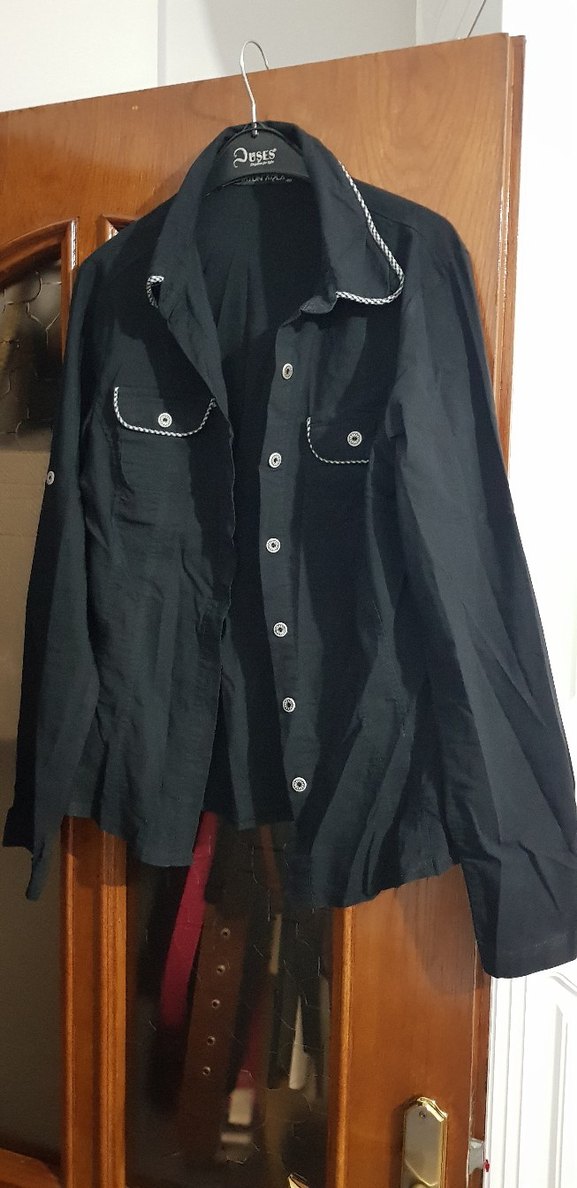 Düğmeli Siyah Uzun Kollu Kadın Gömlek - Görsel 2