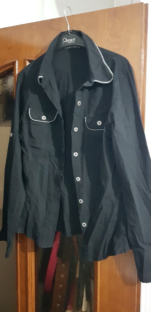 Düğmeli Siyah Uzun Kollu Kadın Gömlek - Görsel 3