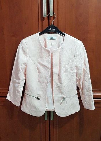 Pudra Pembe Mini Kadın Blazer Ceket - Görsel 2