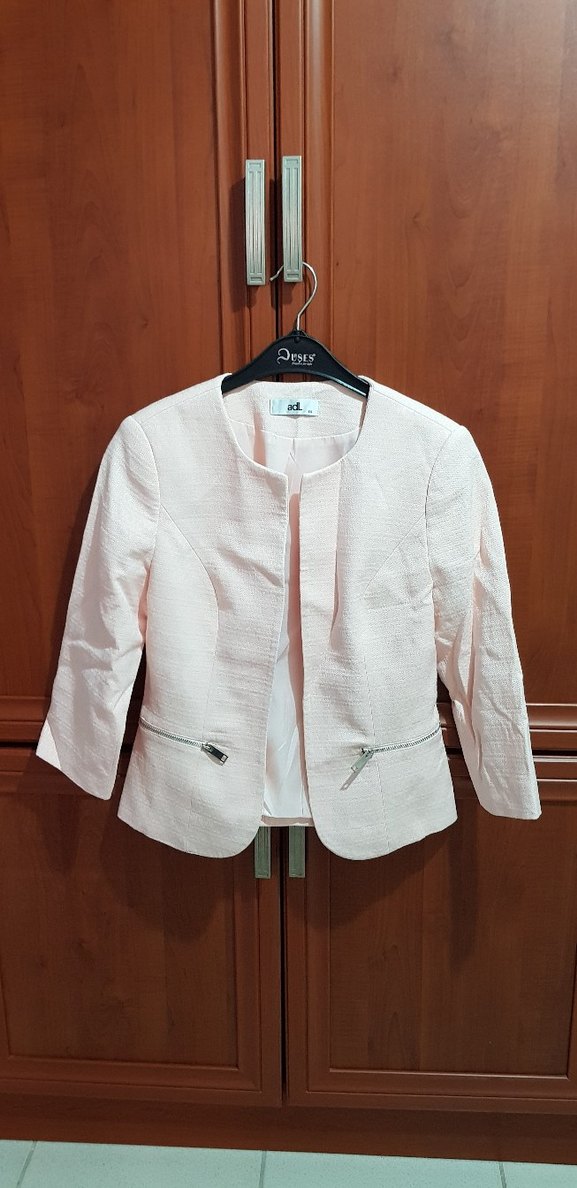 Pudra Pembe Mini Kadın Blazer Ceket - Görsel 2
