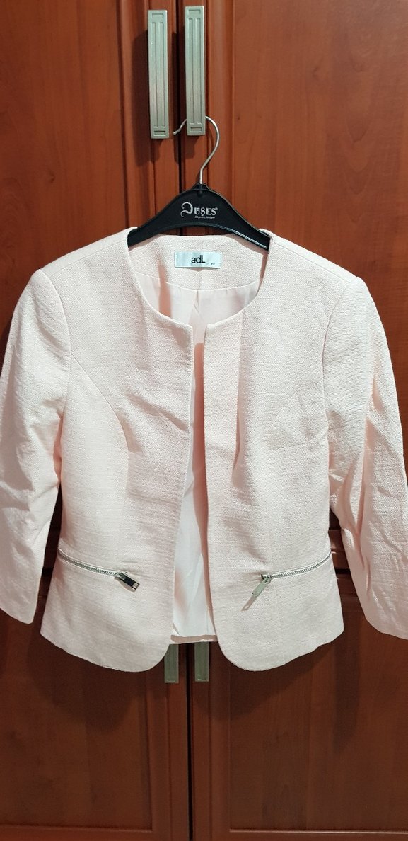Pudra Pembe Mini Kadın Blazer Ceket - Görsel 3