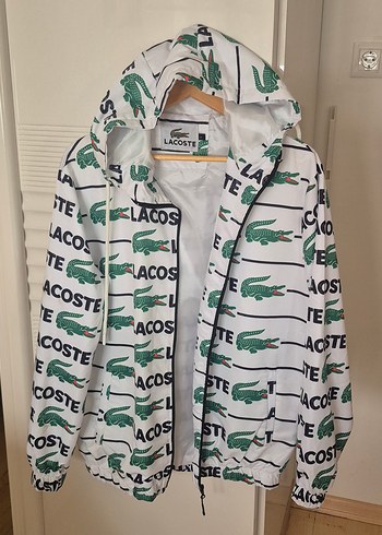 Lacoste Kapusonlu Beyaz Ceket