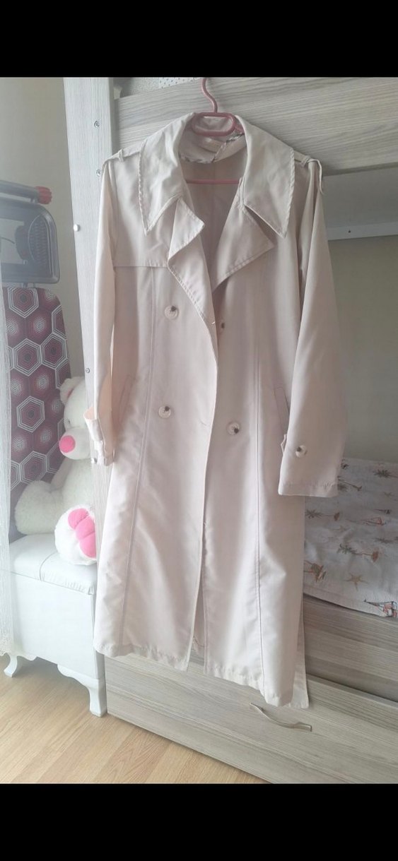 Bej Kadın Uzun Trençkot - Görsel 5