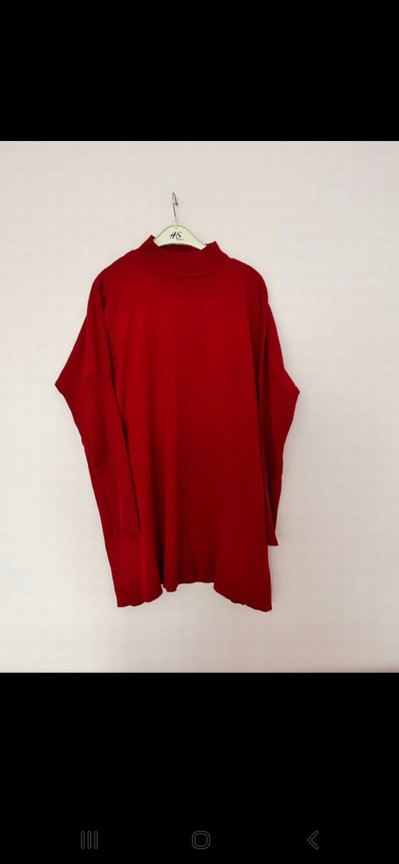 Bordo Yüksek Yakalı Kadın Triko Kazak - Görsel 2