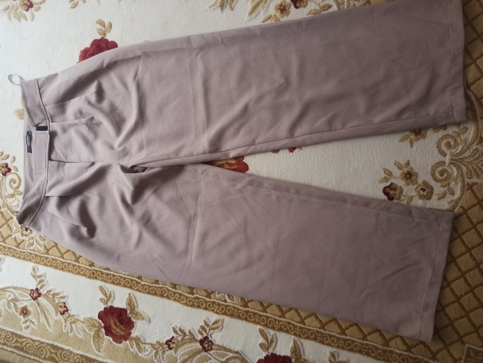 Bej Kadın palazzo Pantolonu Velcro Kemerli - Görsel 2