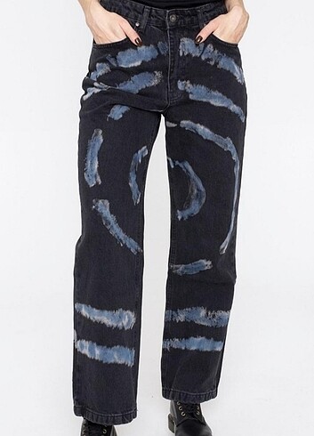 Batik desenli 44 beden ragged jeans
