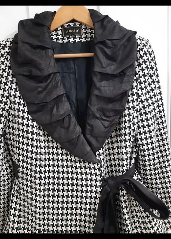 Uzun Ekose Kadın Klasik Şıklık Kaban - Görsel 4