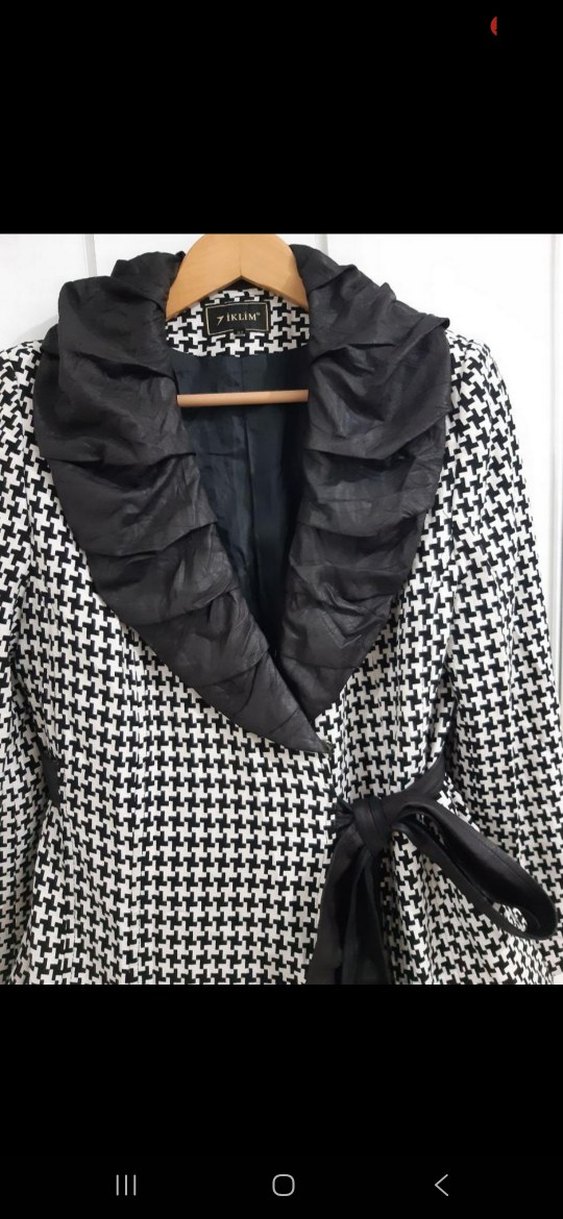 Uzun Ekose Kadın Klasik Şıklık Kaban - Görsel 4