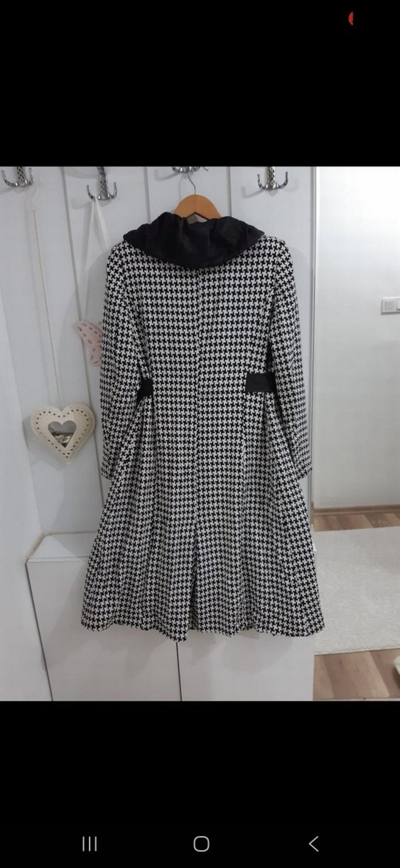 Uzun Ekose Kadın Klasik Şıklık Kaban - Görsel 5