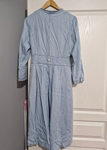 Mavi Kemerli Uzun Kot Ceket - Görsel 2