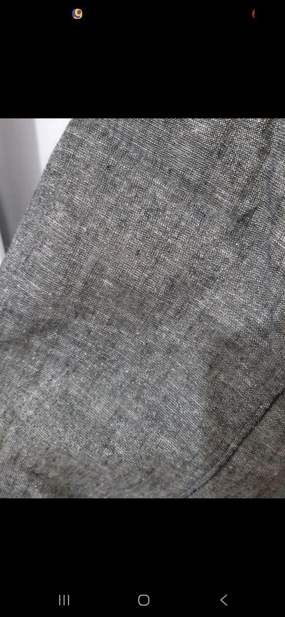 Düğmeli, Baskılı Gri Keten Uzun Kollu Manto - Görsel 2