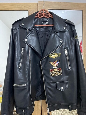 Erkek biker deri ceket