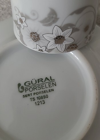 Güral Porselen Zarif Cicek Desenli Beyaz Porselen Fincan Seti 4 Lu