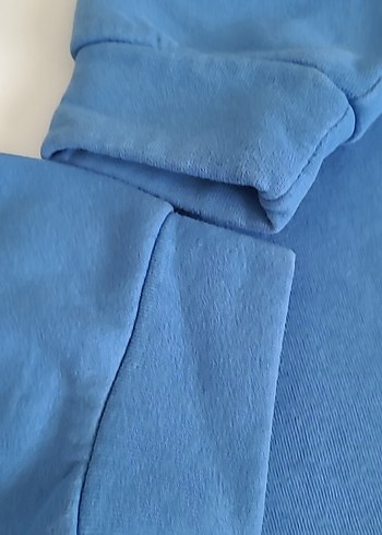 m Beden mavi Renk Kapüşonlu Mavi-Gri Fermuarlı Sweatshirt