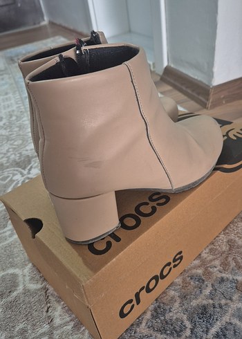 Bej Deri Kadın Topuklu Bot - Görsel 4