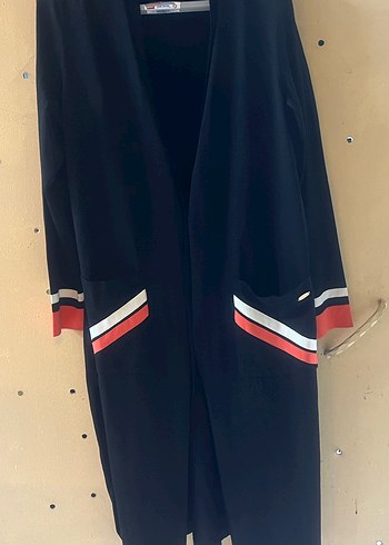 Miss Dalida Şerit Detaylı Siyah Uzun Hırka (40 Beden ) - Görsel 3