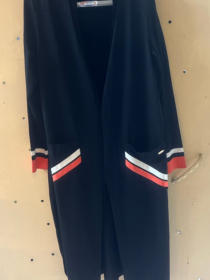 Miss Dalida Şerit Detaylı Siyah Uzun Hırka (40 Beden ) - Görsel 3