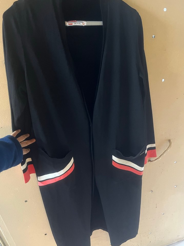 Miss Dalida Şerit Detaylı Siyah Uzun Hırka (40 Beden ) - Görsel 2