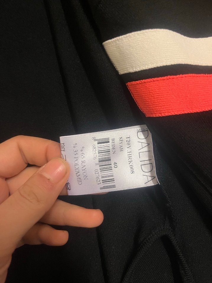 Miss Dalida Şerit Detaylı Siyah Uzun Hırka (40 Beden ) - Görsel 5