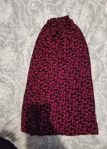 36 Beden bordo Renk siyah pembe desenli Kadın Etek