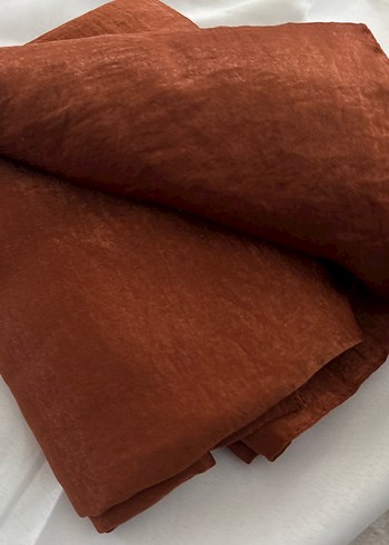 Kahverengi Keten Kadın Şal - Görsel 2