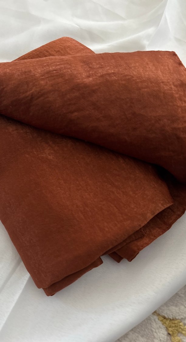 Kahverengi Keten Kadın Şal - Görsel 2