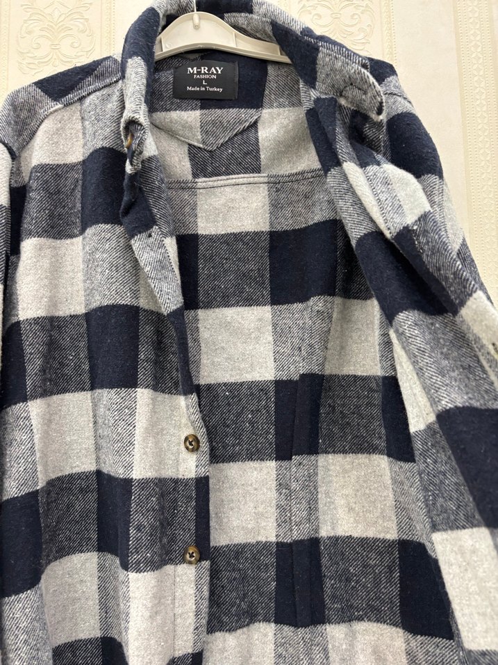 Gri Kareli Uzun Kollu erkek  Gömlek - Görsel 2