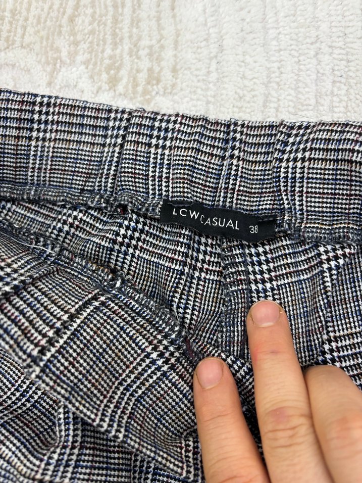 Gri Ekose Desenli pantolon - Görsel 5