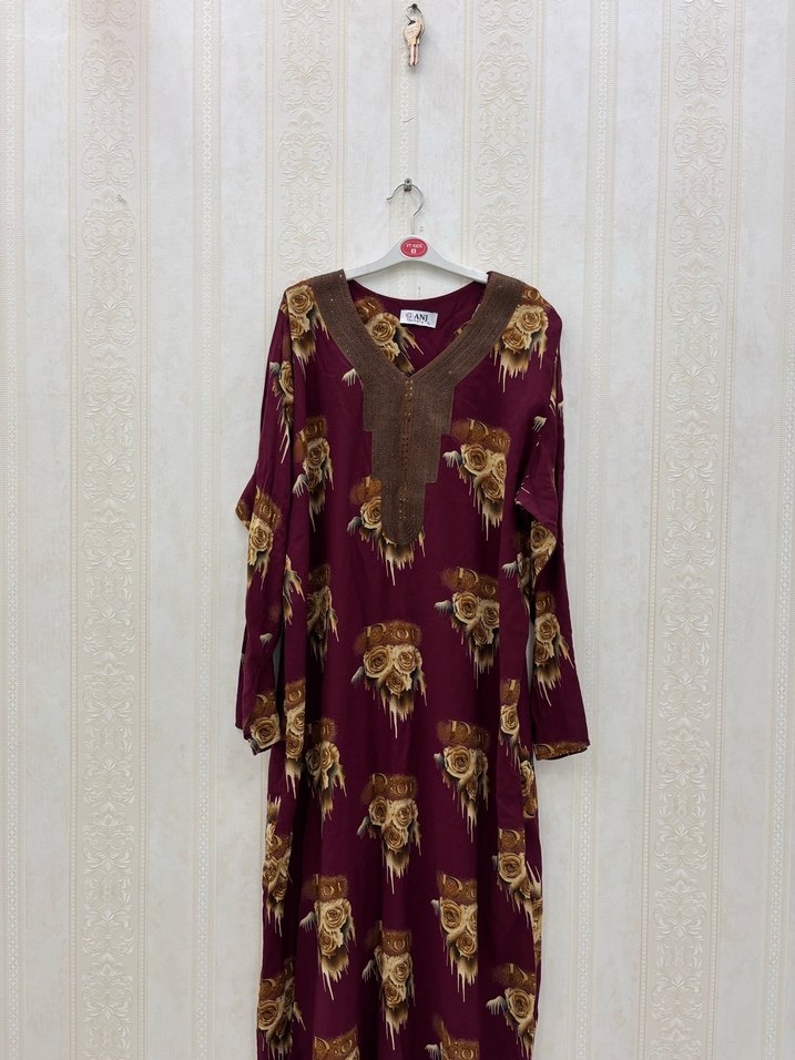 Bohem Bordo Uzun Elbise - Görsel 2