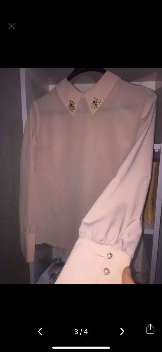 Bej Kadın Midi Kolay Yakalı Gömlek - Görsel 2