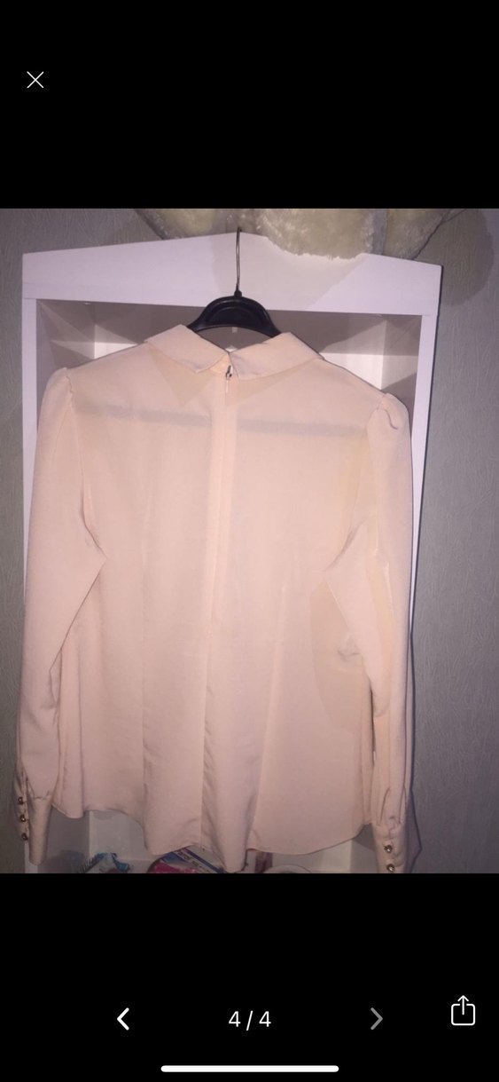 Bej Kadın Midi Kolay Yakalı Gömlek - Görsel 3