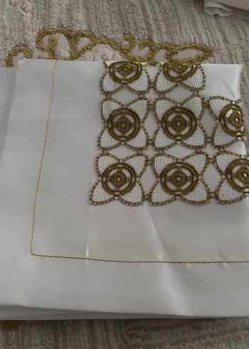 Nakışlı Beyaz Masa Örtüsü Seti - Görsel 4