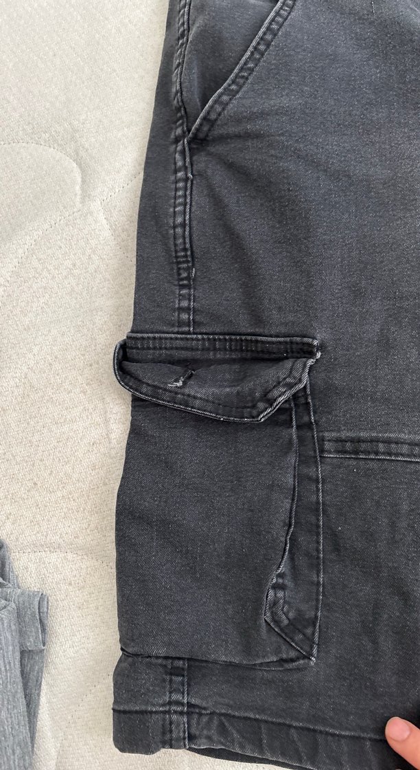 Gri Loose Fit Denim Kemerli Erkek Şort - Görsel 2