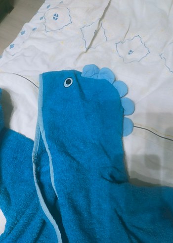 Kapüşonlu Mavi Erkek Bornoz - Görsel 2