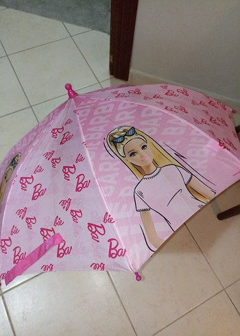 Pembe Barbie Desenli Şemsiye