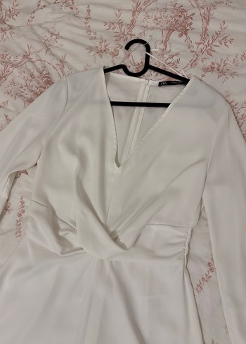 Zara Bohem Beyaz V Yakalı Mini Tulum - Görsel 2