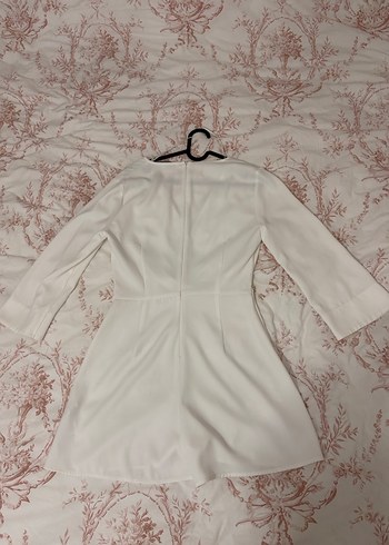 Zara Bohem Beyaz V Yakalı Mini Tulum - Görsel 5