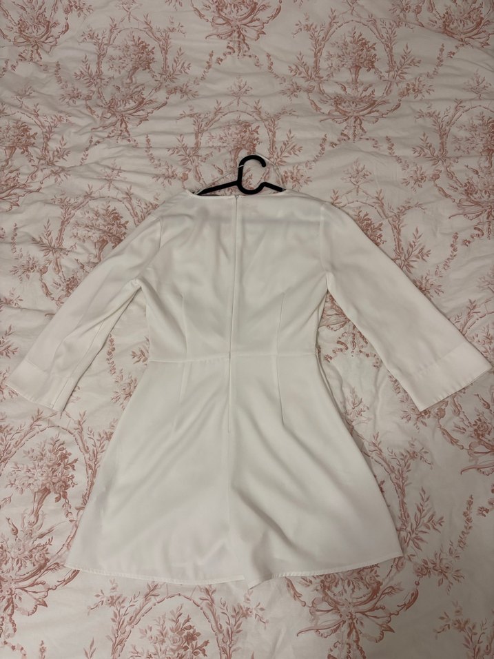 Zara Bohem Beyaz V Yakalı Mini Tulum - Görsel 5