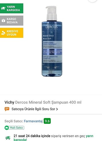 VICHY Vichy Dercos Mineral Soft Şampuan