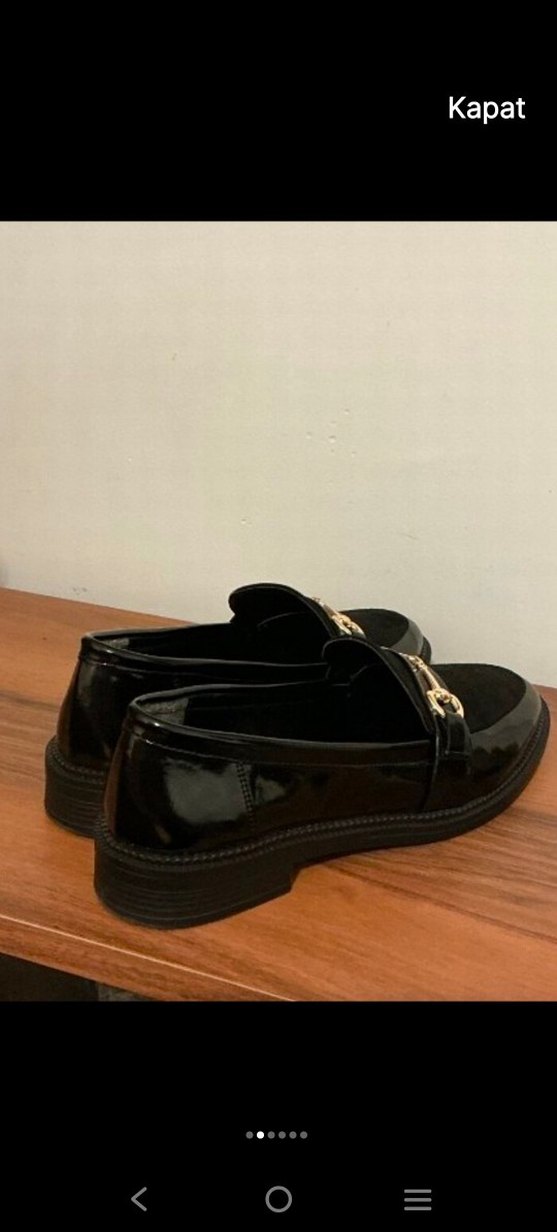 Siyah Süet Tokalı Klasik Topuklu Kadın Loafer - Görsel 2