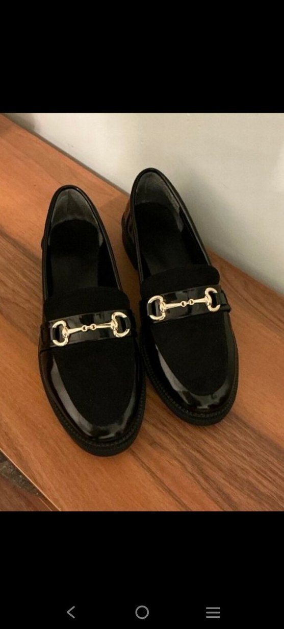 Siyah Süet Tokalı Klasik Topuklu Kadın Loafer - Görsel 5