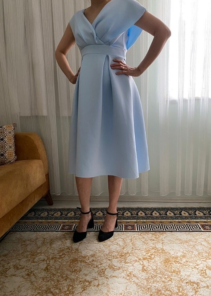 Deniz mavisi elbise 36 beden - Görsel 2