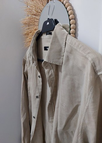 Bej Erkek Keten Gömlek - Görsel 3