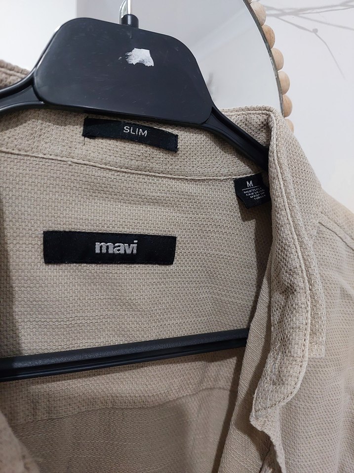 Bej Erkek Keten Gömlek - Görsel 2