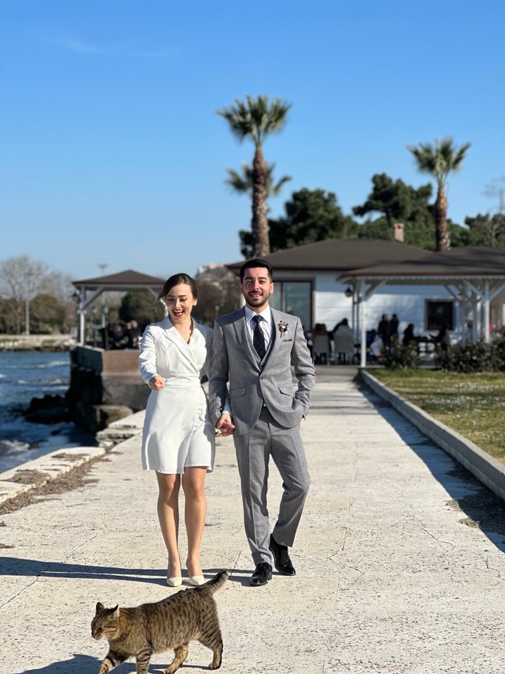 Beyaz Uzun Kollu Normal Kesim elbise - Görsel 2