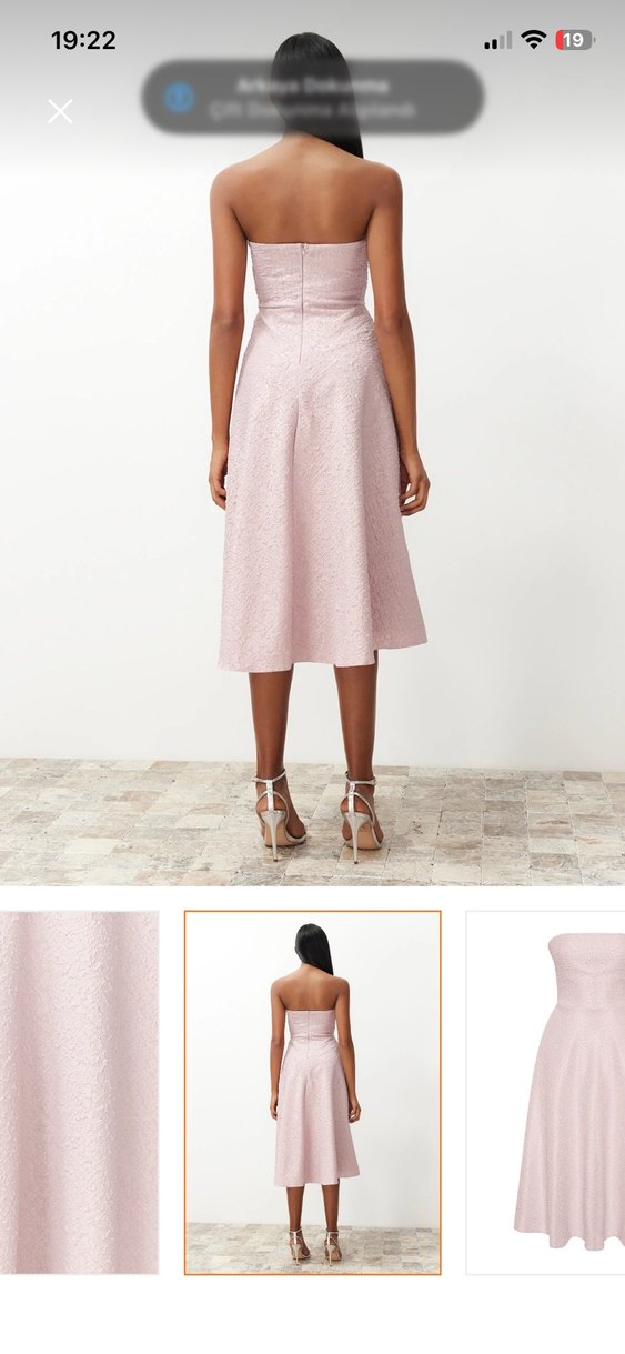 Dantelli Pembe Midi Boy Abiye Elbise - Görsel 2