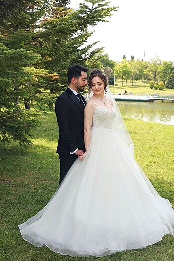 Askılı taşlı gelinlik - Görsel 2