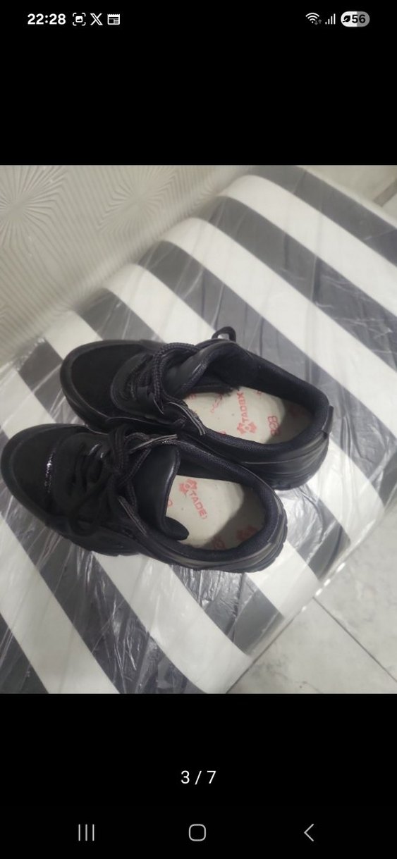 Siyah  Desenli Bağcıklı Topuklu Sneakers - Görsel 3