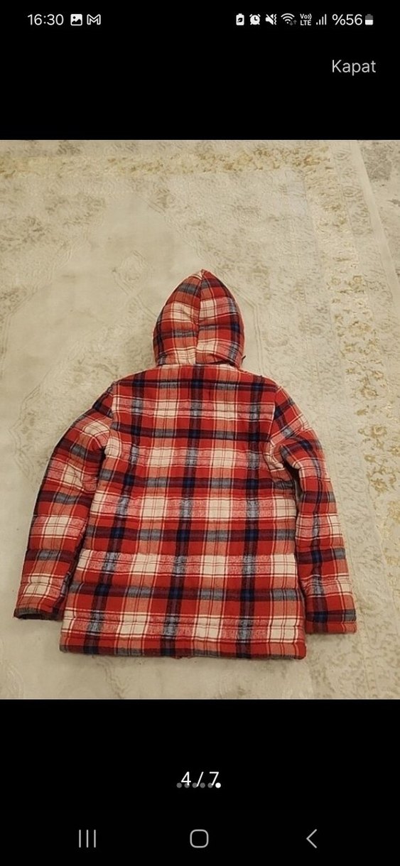 Kırmızı Ekose Desenli Erkek Çocuk Kaban - Görsel 5