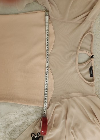 Bej Drapeli Midi Kadın Elbise - Görsel 6